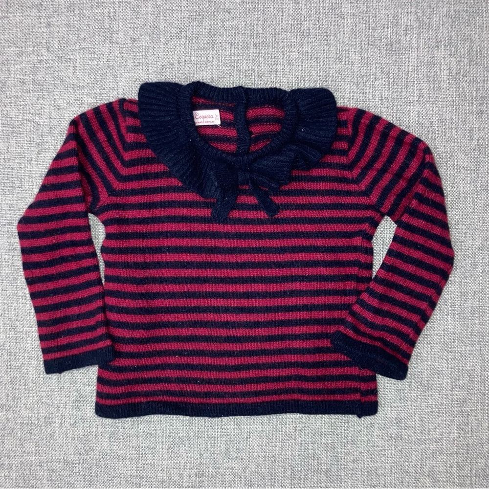 La Coqueta 2y striped sweater with bow VGUC